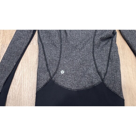 Lululemon Hoodie Herringbone Black Womens Size 2 Full Zip Thumbholes Jacket - Picture 10 of 11